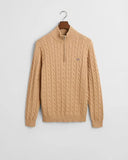 Gant Cable Half Zip Khaki Melange