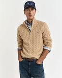 Gant Cable Half Zip Khaki Melange