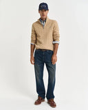 Gant Cable Half Zip Khaki Melange