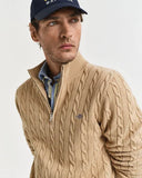 Gant Cable Half Zip Khaki Melange
