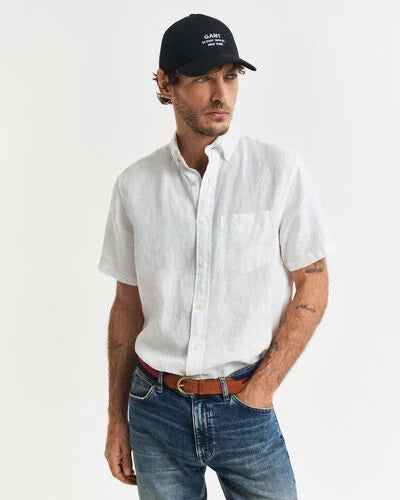Gant Short Sleeve Linen Shirt White
