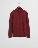 Gant Cable Knit Half zip Plumped Red