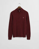 Gant Cable Half zip Burgundy Melange