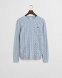 Gant Cable Crewneck Sweater Ice Blue