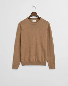 Gant Classic Cotton Crewneck Khaki Melange