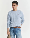 Gant Cable Crewneck Sweater Ice Blue