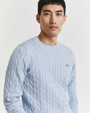Gant Cable Crewneck Sweater Ice Blue