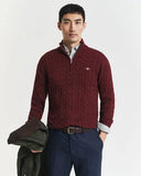 Gant Cable Half zip Burgundy Melange