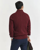 Gant Cable Half zip Burgundy Melange