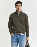 Gant Cable Half zip Green Melange