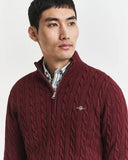 Gant Cable Half zip Burgundy Melange