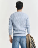 Gant Cable Crewneck Sweater Ice Blue