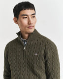 Gant Cable Half zip Green Melange