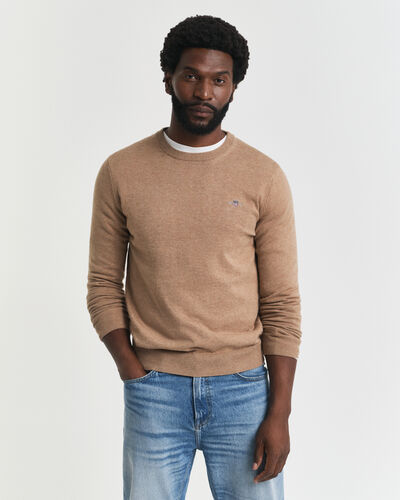 Gant Classic Cotton Crewneck Khaki Melange