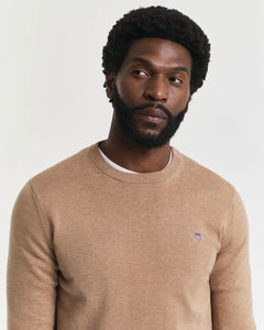 Gant Classic Cotton Crewneck Khaki Melange