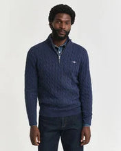Load image into Gallery viewer, Gant Cable Half Zip Dark Jeans Blue
