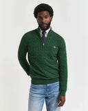 Gant Cable Half zip Tartan Green