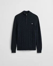 Load image into Gallery viewer, Gant Cable Half Zip Evening Blue

