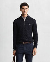 Load image into Gallery viewer, Gant Cable Half Zip Evening Blue
