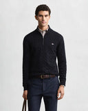 Gant Cable Knit Half zip Evening Blue