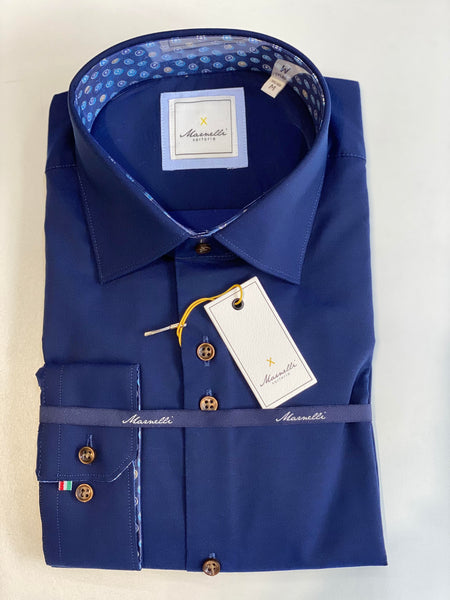 Marnelli Twill Plain Shirt Navy