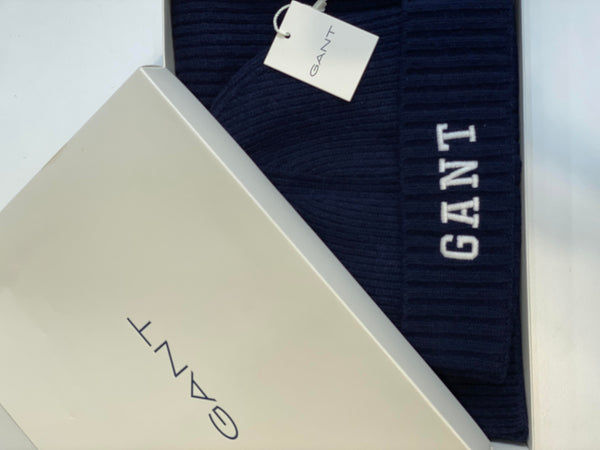 Gant Beanie and Scarf Gift Set Navy