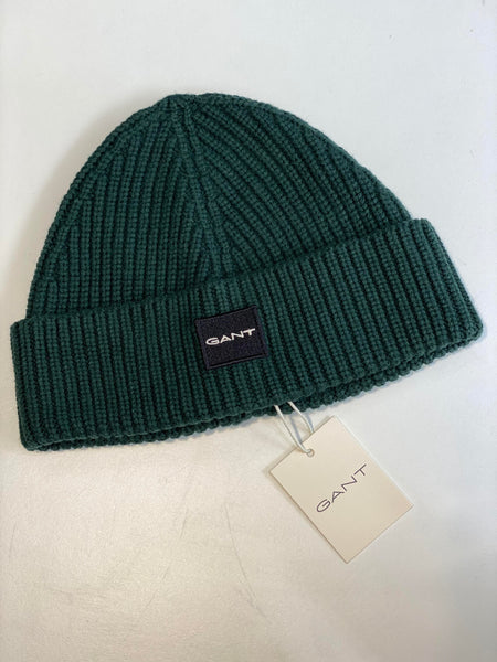 Gant Knit Rib Beanie Tartan Green