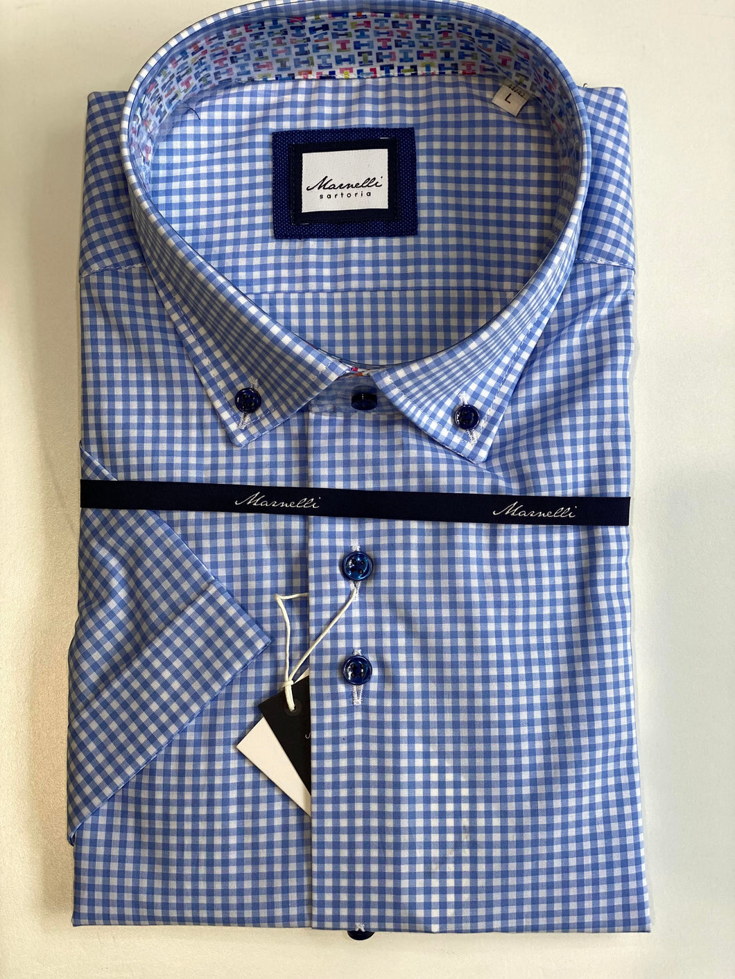 Marnelli Short Sleeve Gingham Shirt Blue