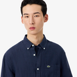 Lacoste Linen Button Down Navy