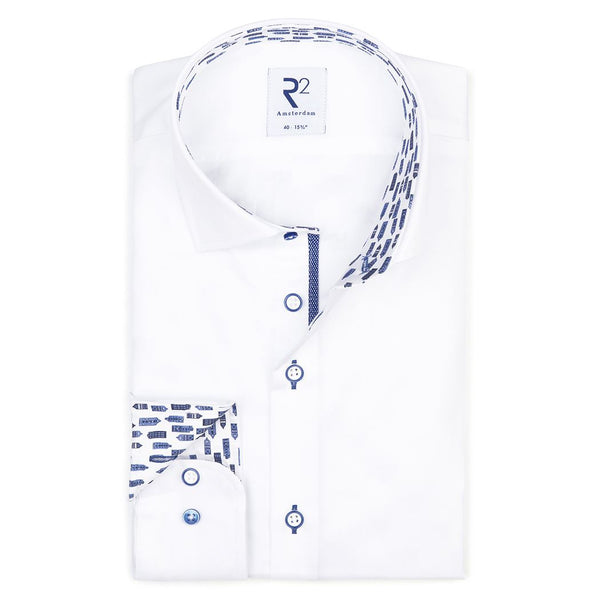 R2 Amsterdam Trim Print Shirt White