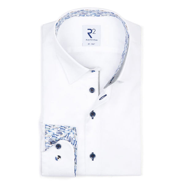 R2 Amsterdam Trim Print Shirt White