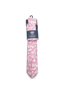 1880 Club Floral Handmade Tie And Pocket Square, Pink Multi WBP4777