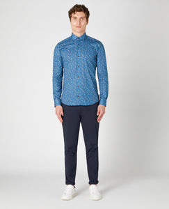 Remus Uomo Blue Rome Long Sleeve Semi-Formal Shirt 13058