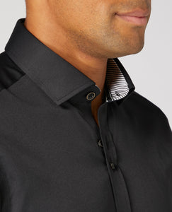 Remus Uomo Black Rome Long Sleeve Semi-Formal Shirt
