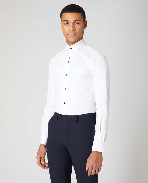 Remus Uomo Black Button Shirt White
