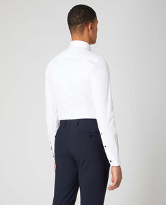 Remus Uomo White Rome Long Sleeve Semi-Formal Shirt 13099/Blk Button 01 White