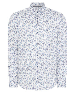 Remus Uomo Blue and White Seville Long Sleeve Semi-Formal Shirt