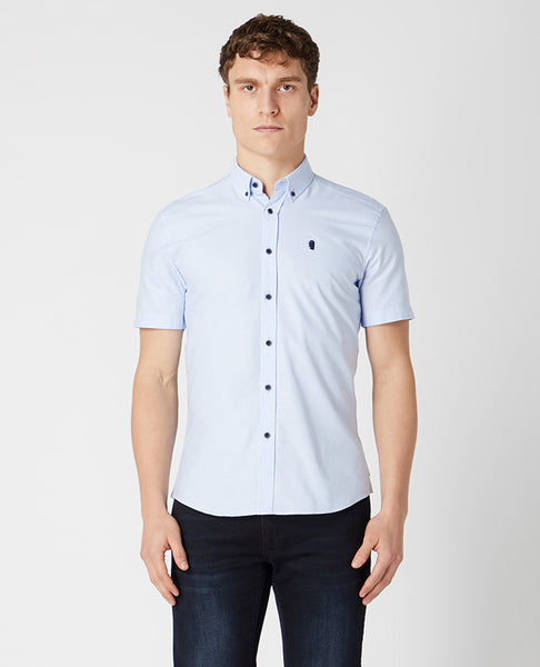 Remus Uomo Slim Oxford Short Sleeve Blue