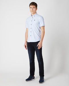 Slim Fit Oxford Cotton Short Sleeve Shirt 13599SS/Oxford 22 Blue