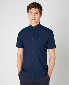 Remus Uomo Navy Rome Short Sleeve Casual Shirt 13599SS/Oxford 78 Navy