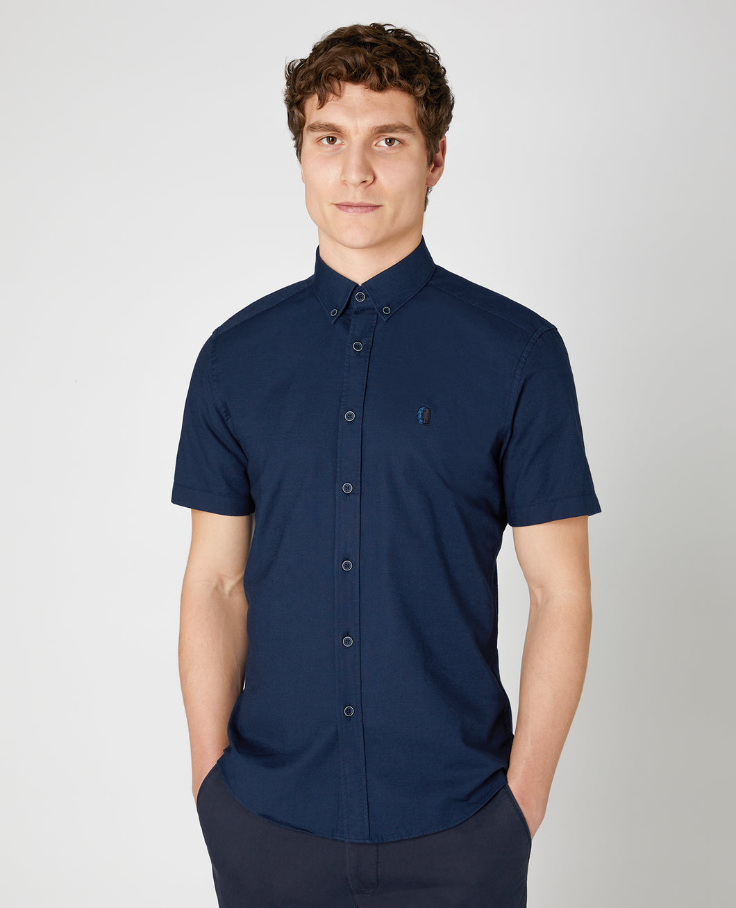 Remus Uomo Navy Rome Short Sleeve Casual Shirt 13599/Oxford 79 Navy