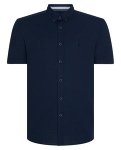 Remus Uomo Navy Rome Short Sleeve Casual Shirt 13599SS/Oxford 78 Navy