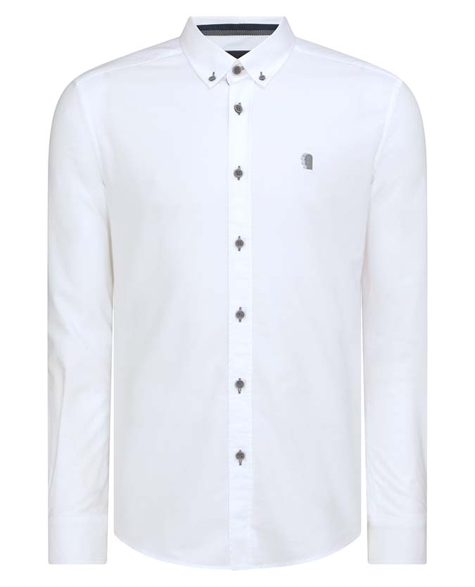 Remus Uomo White Rome Long Sleeve Casual Shirt 13599/Oxford 01 White
