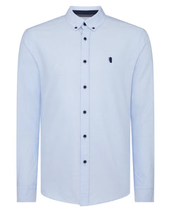 Remus Uomo Sky Blue Rome Long Sleeve Casual Shirt 13599/Oxford 22 Blue