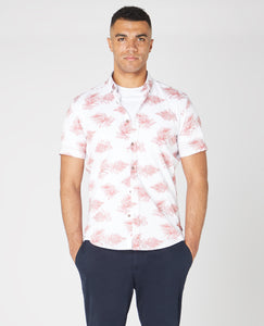 Remus Uomo Navy and White Rome Short Sleeve Casual Shirt