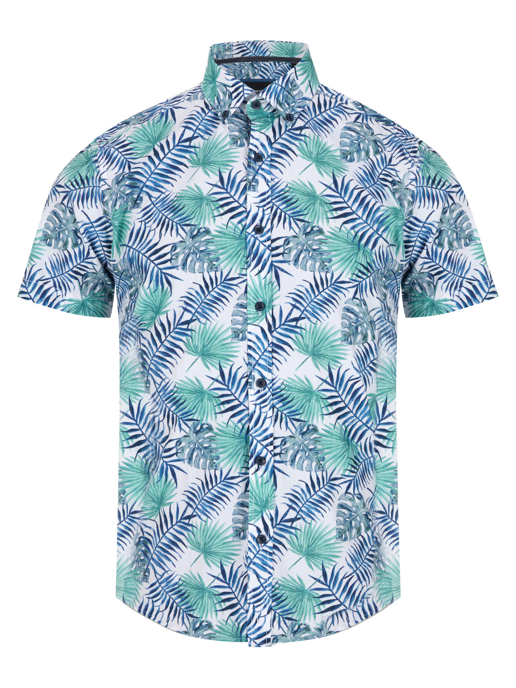 Remus Uomo Blue and White Seville Short Sleeve Casual Shirt 13709SS