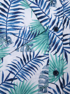 Remus Uomo Blue and White Seville Short Sleeve Casual Shirt 13709SS