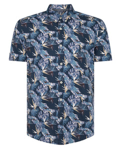 Remus Uomo Navy Rome Short Sleeve Casual Shirt 13710SS