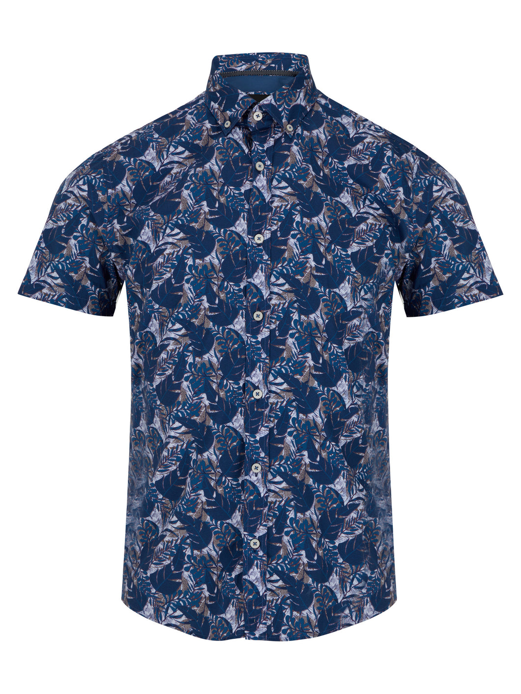 Remus Uomo Blue Seville Short Sleeve Casual Shirt 13711SS