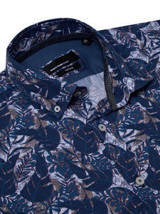Remus Uomo Blue Seville Short Sleeve Casual Shirt 13711SS